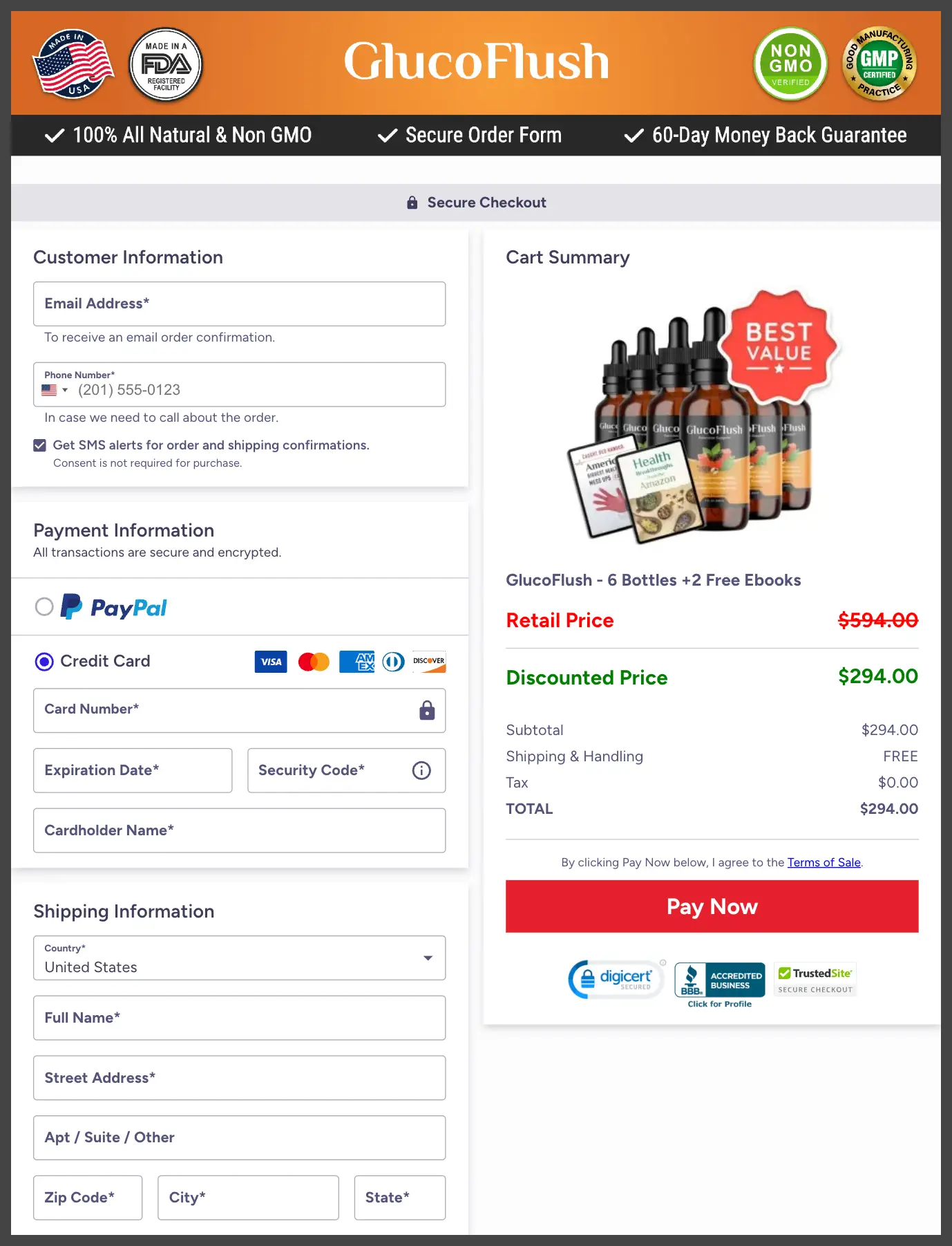 GlucoFlush Official Website Secure Order Page